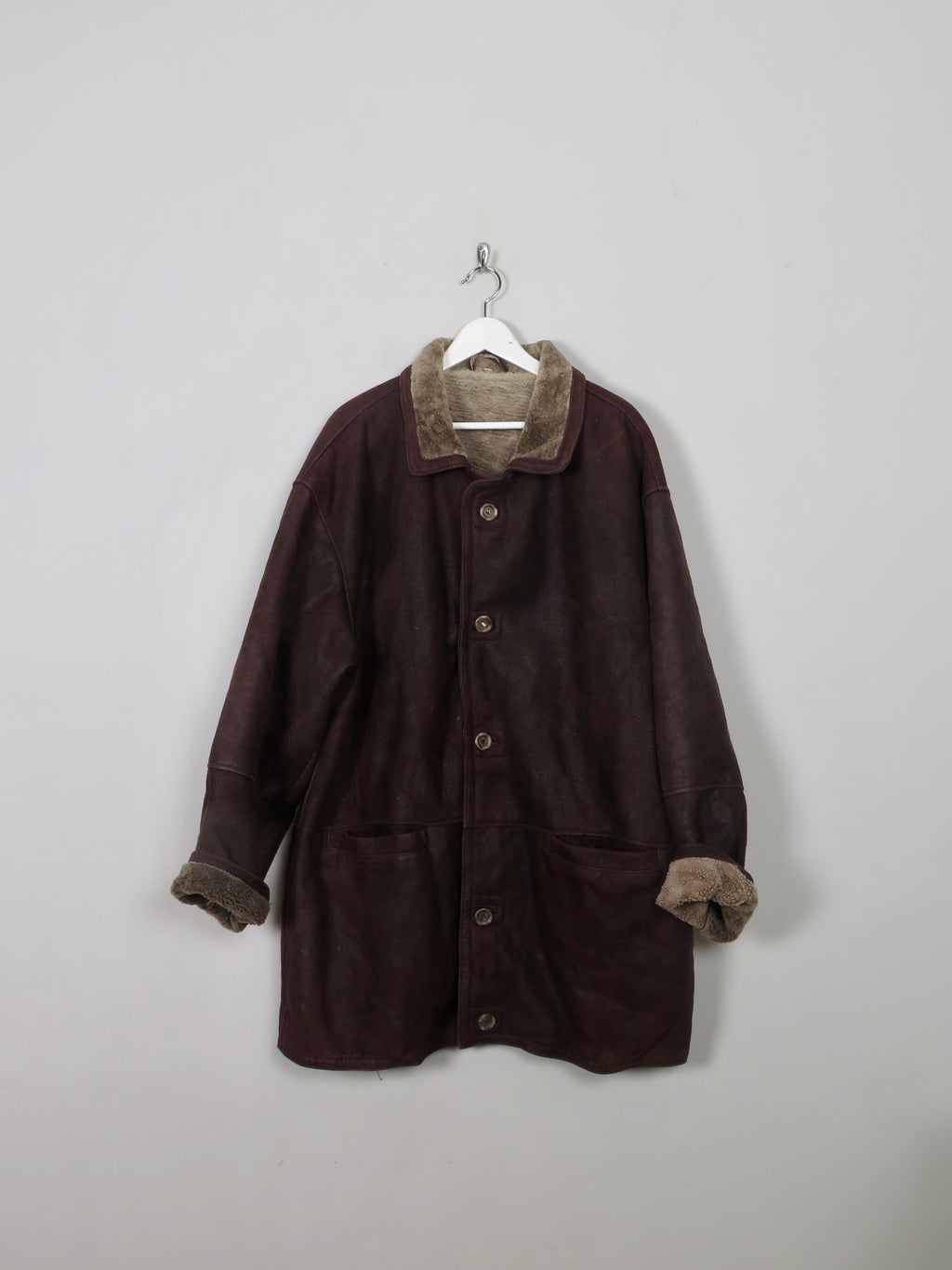 Men's Vintage Brown Sheepskin Short Coat XL