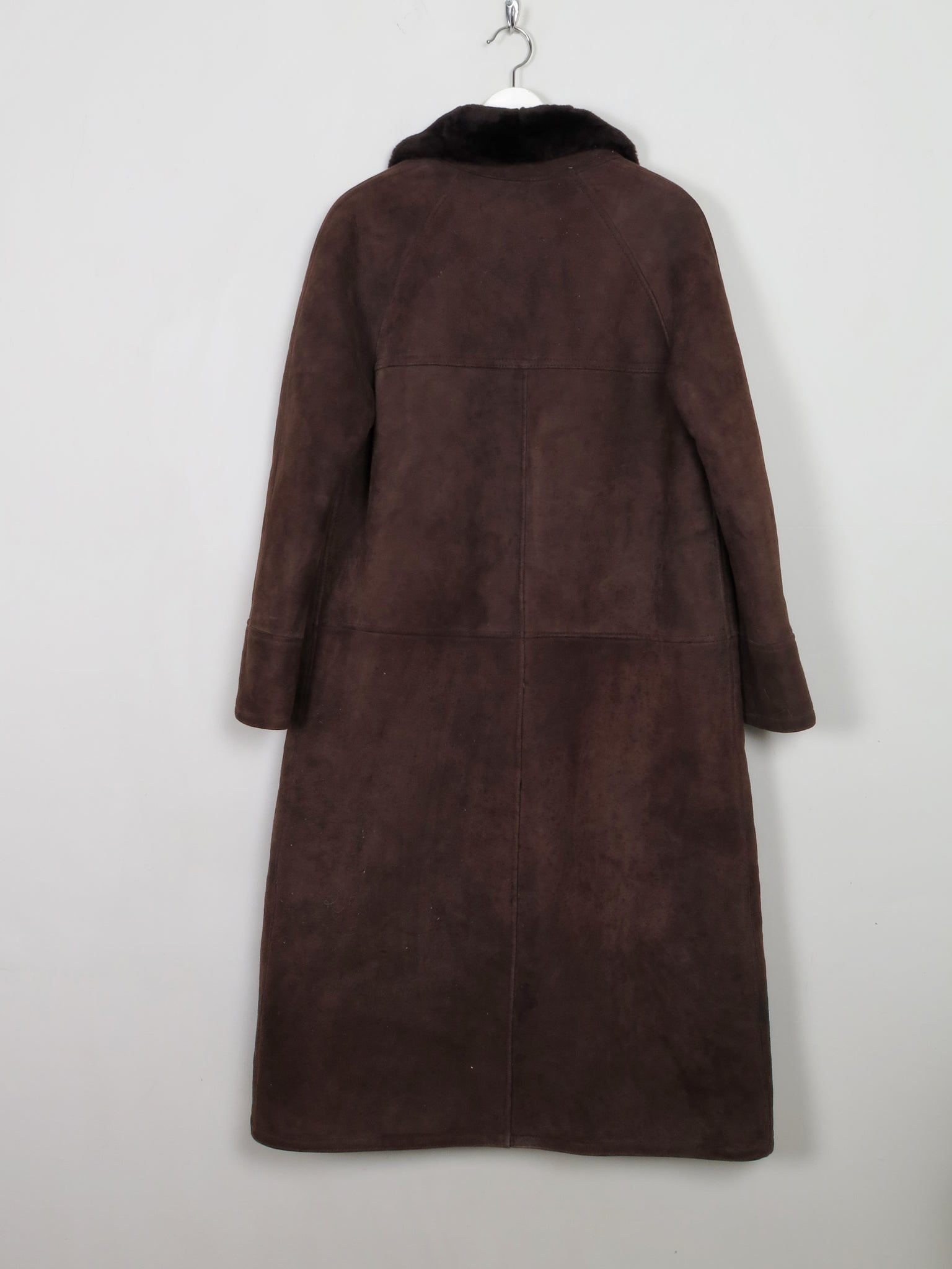 Women's Vintage Brown Long Sheepskin Coat S/M