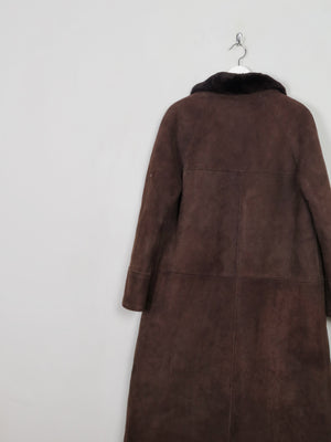 Women's Vintage Brown Long Sheepskin Coat S/M