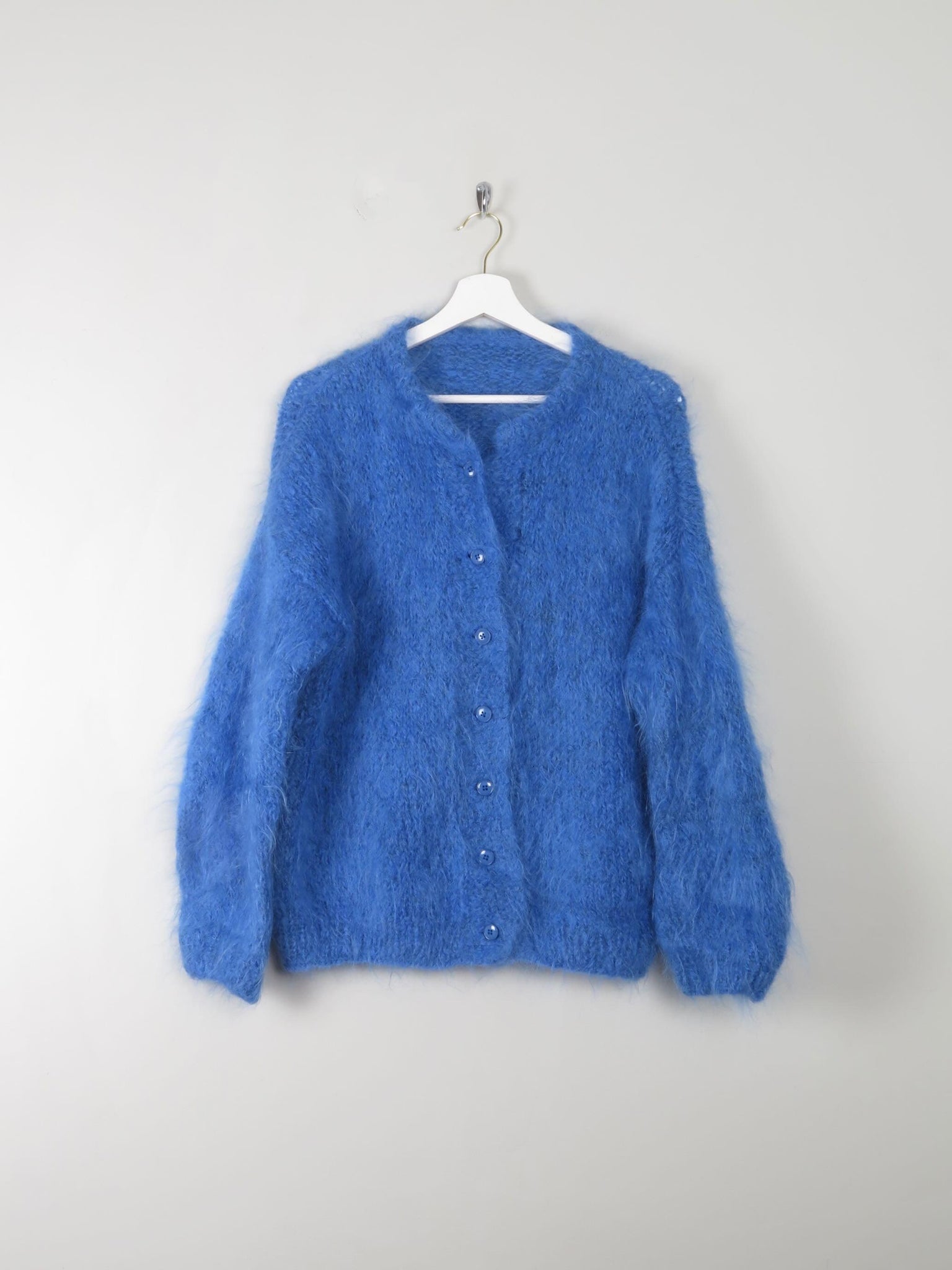 Women s Bright Blue Vintage Mohair Cardigan M L