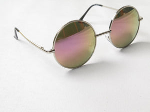 Lennon Round Mirrored Sunglasses With Different Coloured Lenses New - The Harlequin