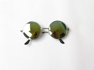 Lennon Round Mirrored Sunglasses With Different Coloured Lenses New - The Harlequin