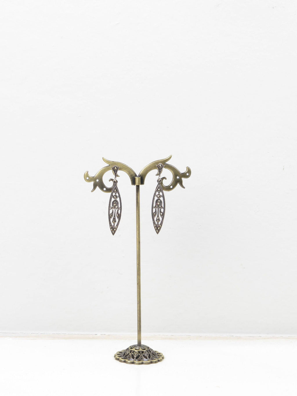 Marcasite 1920s Art Deco Vintage Style Earrings - The Harlequin
