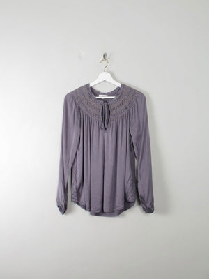 Mauve Silk Dea Kudibal Blouse With Smocking M - The Harlequin