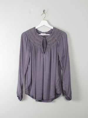 Mauve Silk Dea Kudibal Blouse With Smocking M - The Harlequin