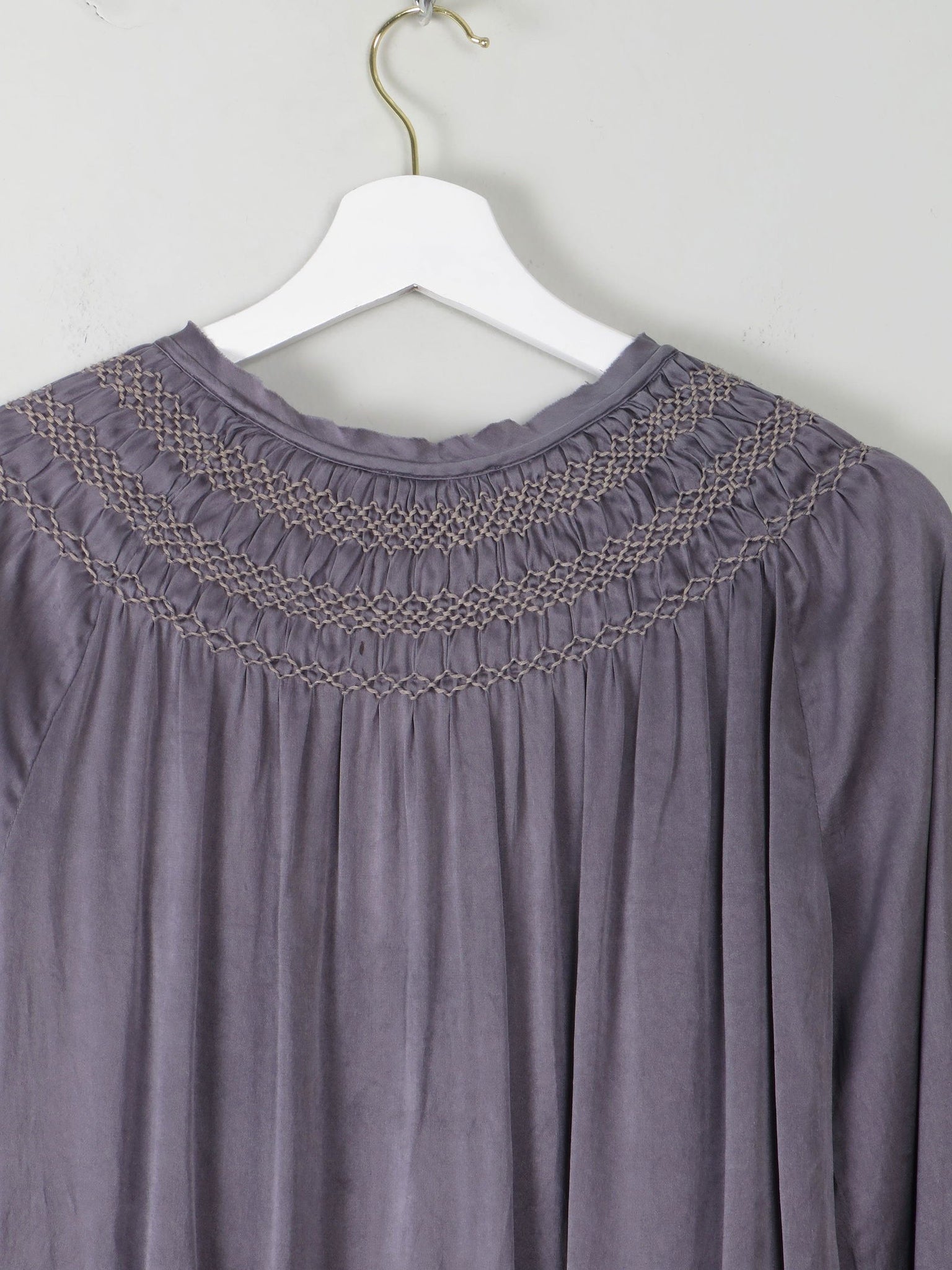 Mauve Silk Dea Kudibal Blouse With Smocking M - The Harlequin