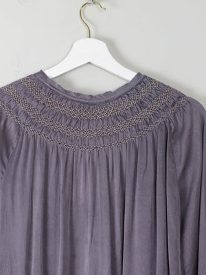 Mauve Silk Dea Kudibal Blouse With Smocking M - The Harlequin