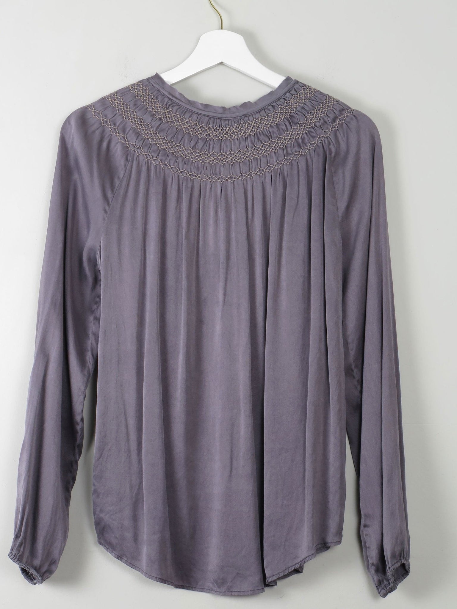 Mauve Silk Dea Kudibal Blouse With Smocking M - The Harlequin