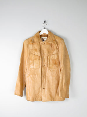 Men's 1970s Vintage Tan Leather Jacket 40" S/M - The Harlequin