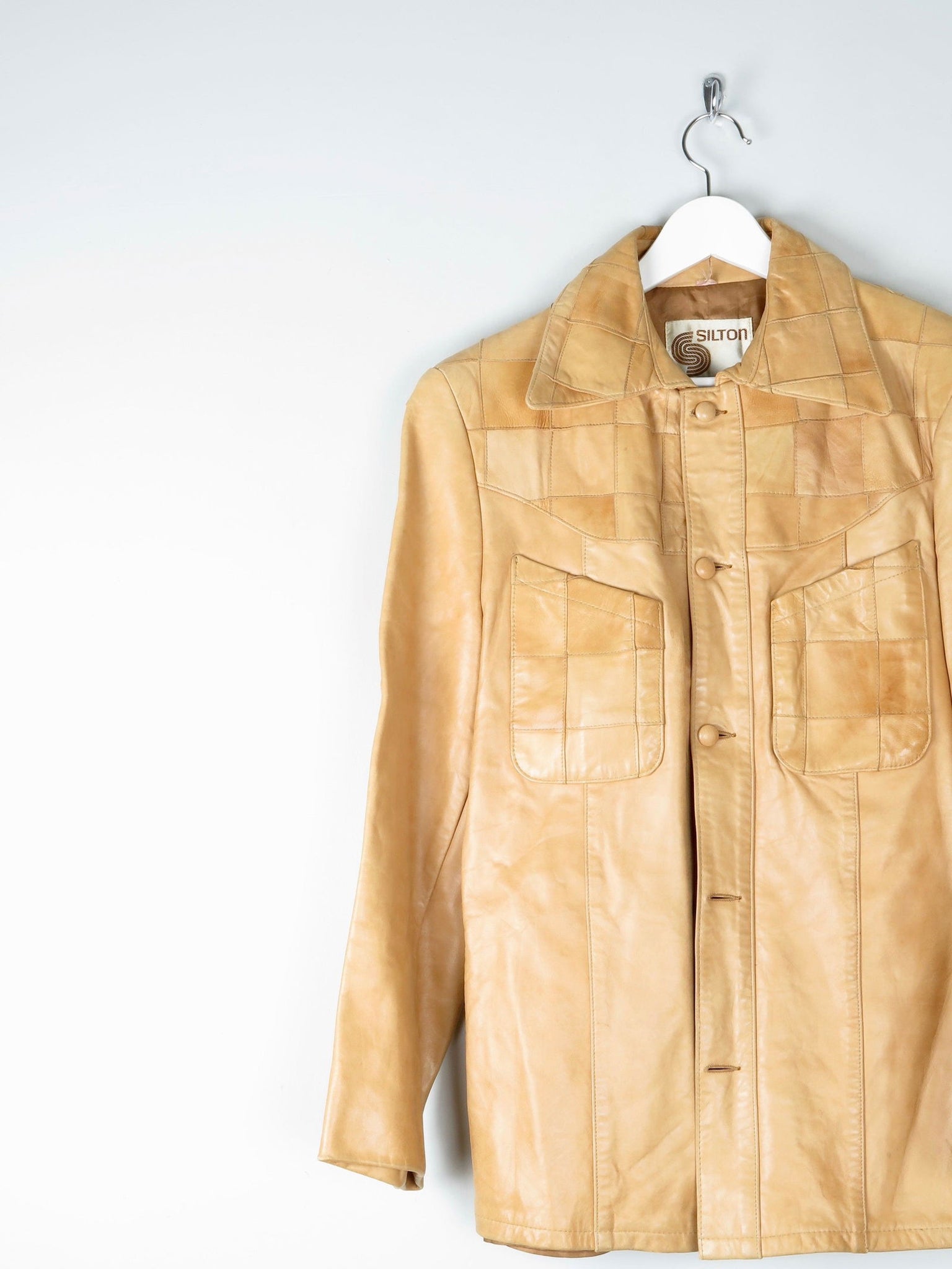 Men's 1970s Vintage Tan Leather Jacket 40" S/M - The Harlequin