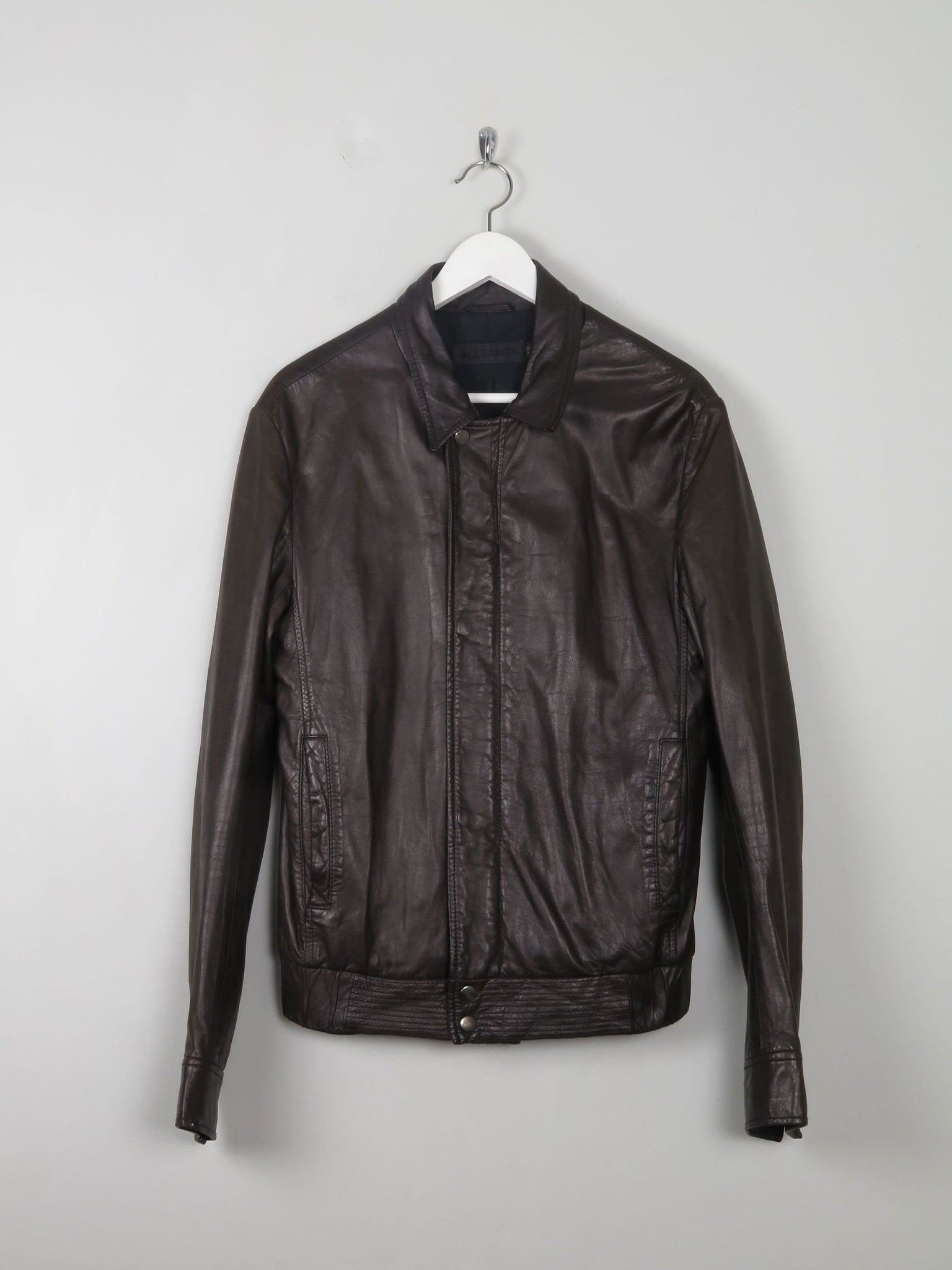 Men's All Saints Brown Leather Jacket S - The Harlequin