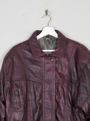 Men's Aubergine Soft Vintage Leather Bomber Jacket S/M - The Harlequin