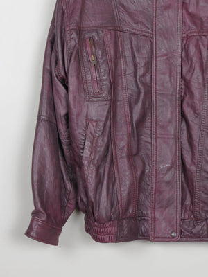 Men's Aubergine Soft Vintage Leather Bomber Jacket S/M - The Harlequin