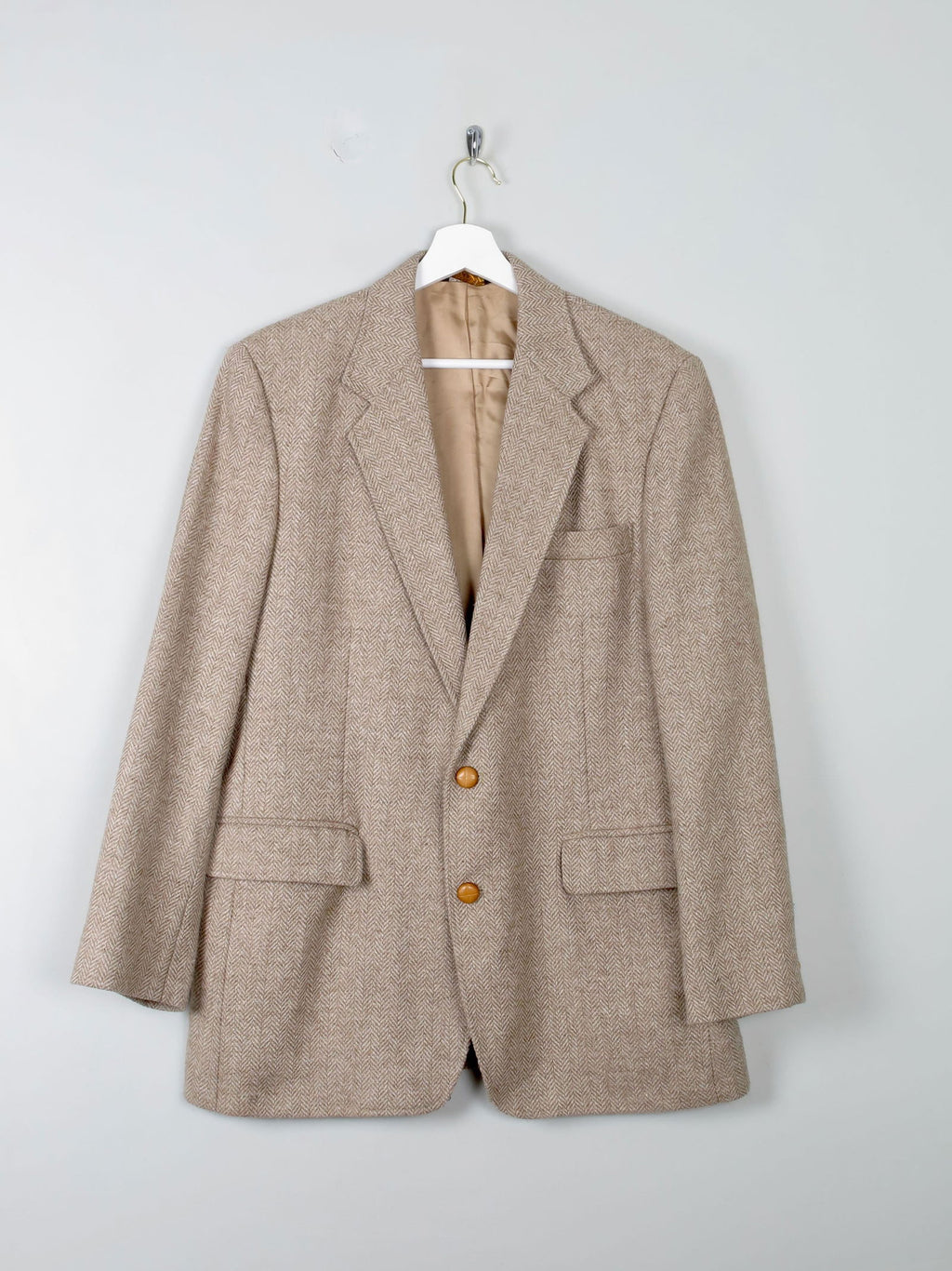 Men's Beige Tweed Vintage 1970s Haggar Jacket 42" - The Harlequin