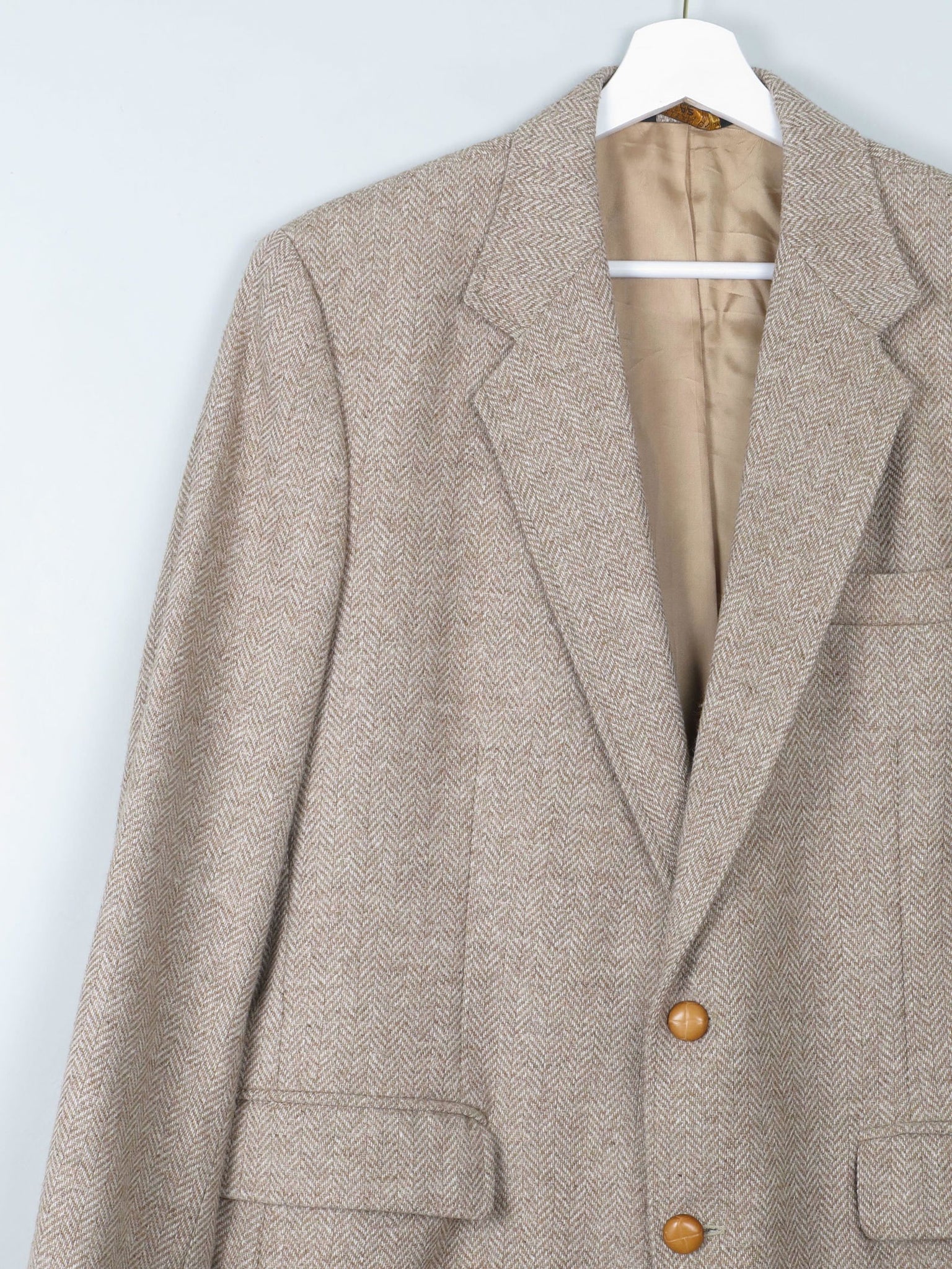 Men's Beige Tweed Vintage 1970s Haggar Jacket 42" - The Harlequin