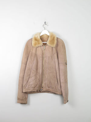 Men's Beige Vintage Sheepskin Zip Jacket M - The Harlequin