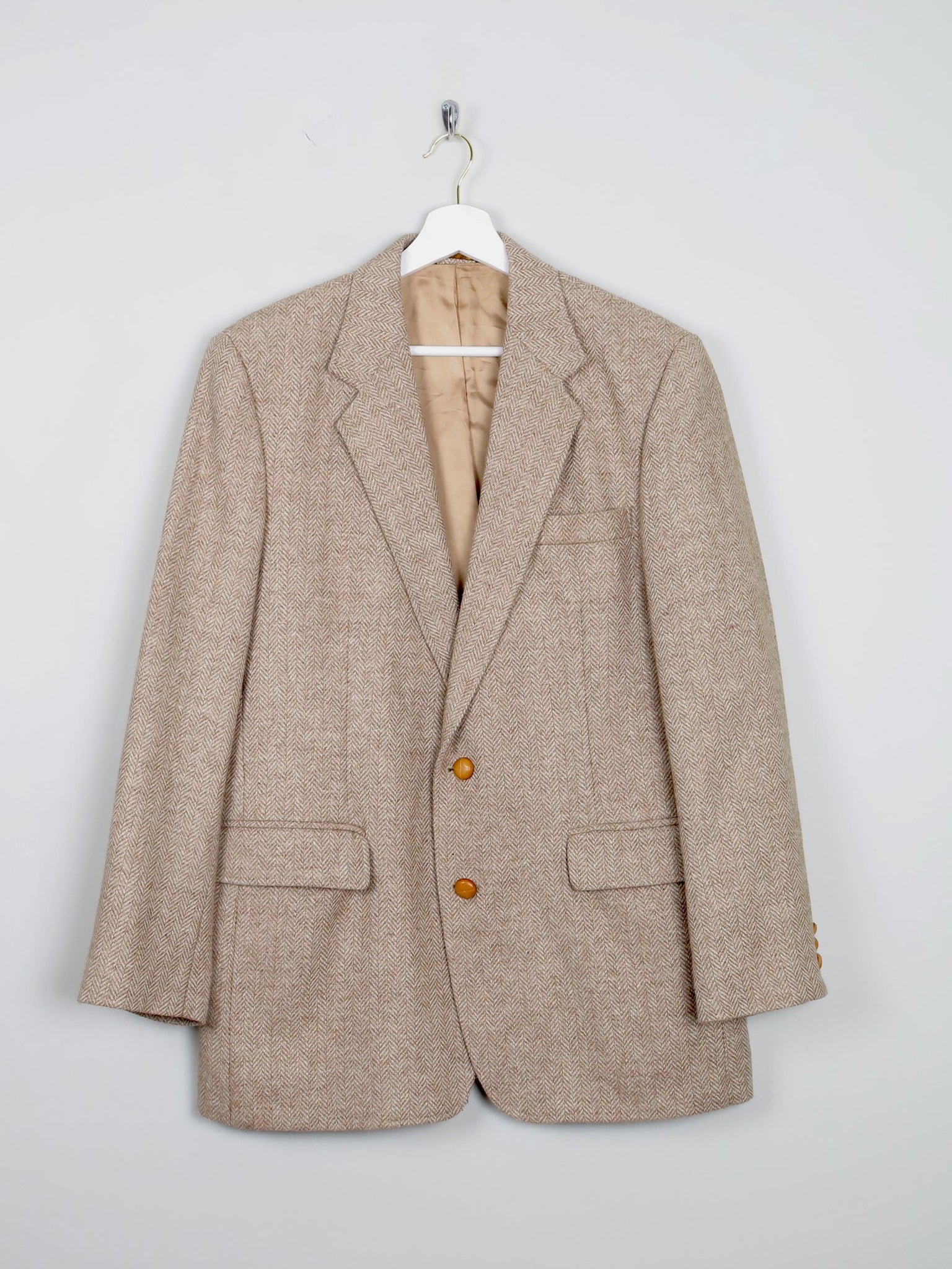 Men's Beige Vintage Tweed Jacket 40/42" - The Harlequin