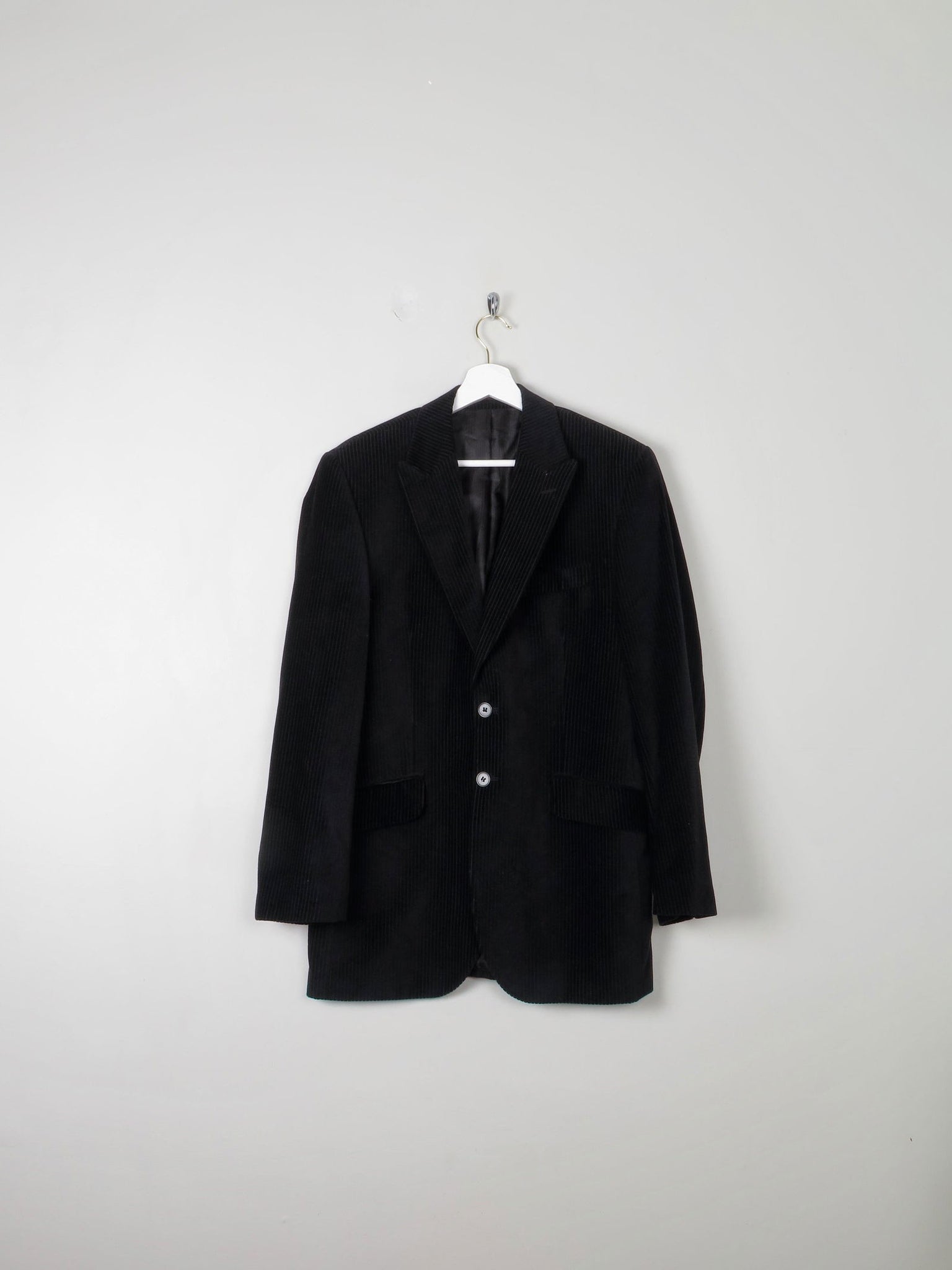 Men's Black Cord/ Velvet Vintage Tailored Jacket 38 L - The Harlequin