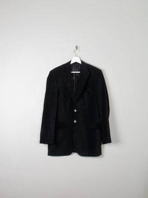 Men's Black Cord/ Velvet Vintage Tailored Jacket 38 L - The Harlequin