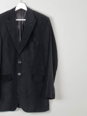 Men's Black Cord/ Velvet Vintage Tailored Jacket 38 L - The Harlequin