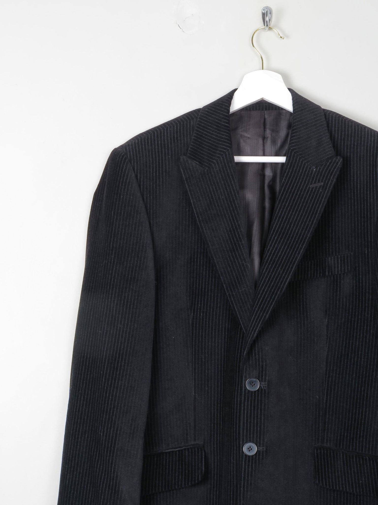 Men's Black Cord/ Velvet Vintage Tailored Jacket 38 L - The Harlequin