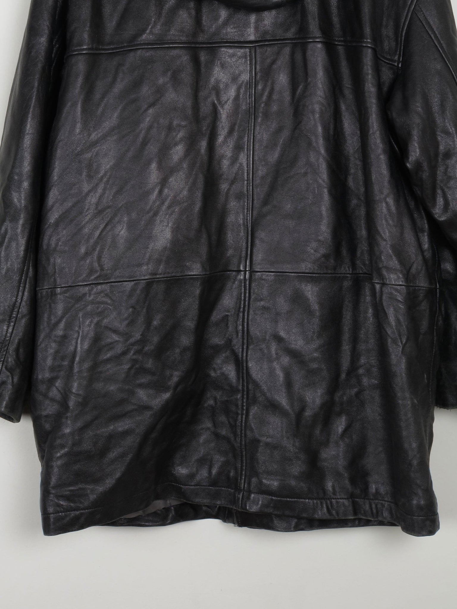 Men's Black Heavy Leather Duffle Coat L - The Harlequin