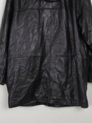 Men's Black Heavy Leather Duffle Coat L - The Harlequin
