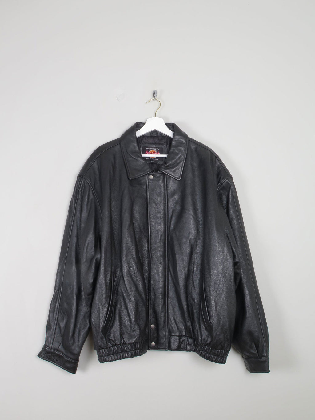 Men's Black Leather Hard Rock Cafe Heavy Leather Jacket XXXL - The Harlequin