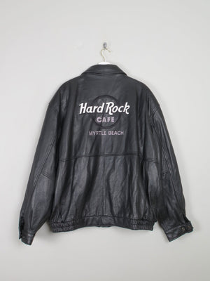 Men's Black Leather Hard Rock Cafe Heavy Leather Jacket XXXL - The Harlequin