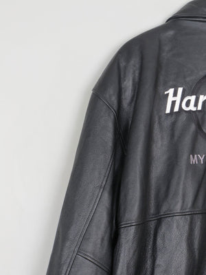 Men's Black Leather Hard Rock Cafe Heavy Leather Jacket XXXL - The Harlequin