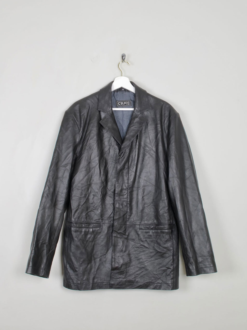 Men's Black Leather Vintage Jacket L - The Harlequin