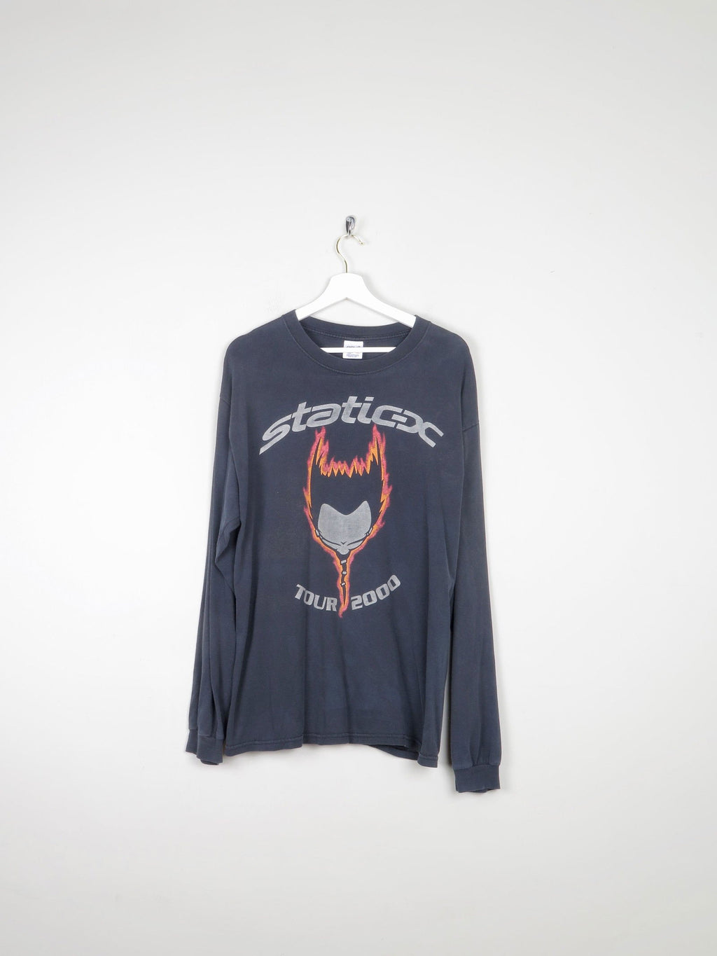 Men's Black Long Sleeved Vintage Static X Tour T-shirt XL - The Harlequin