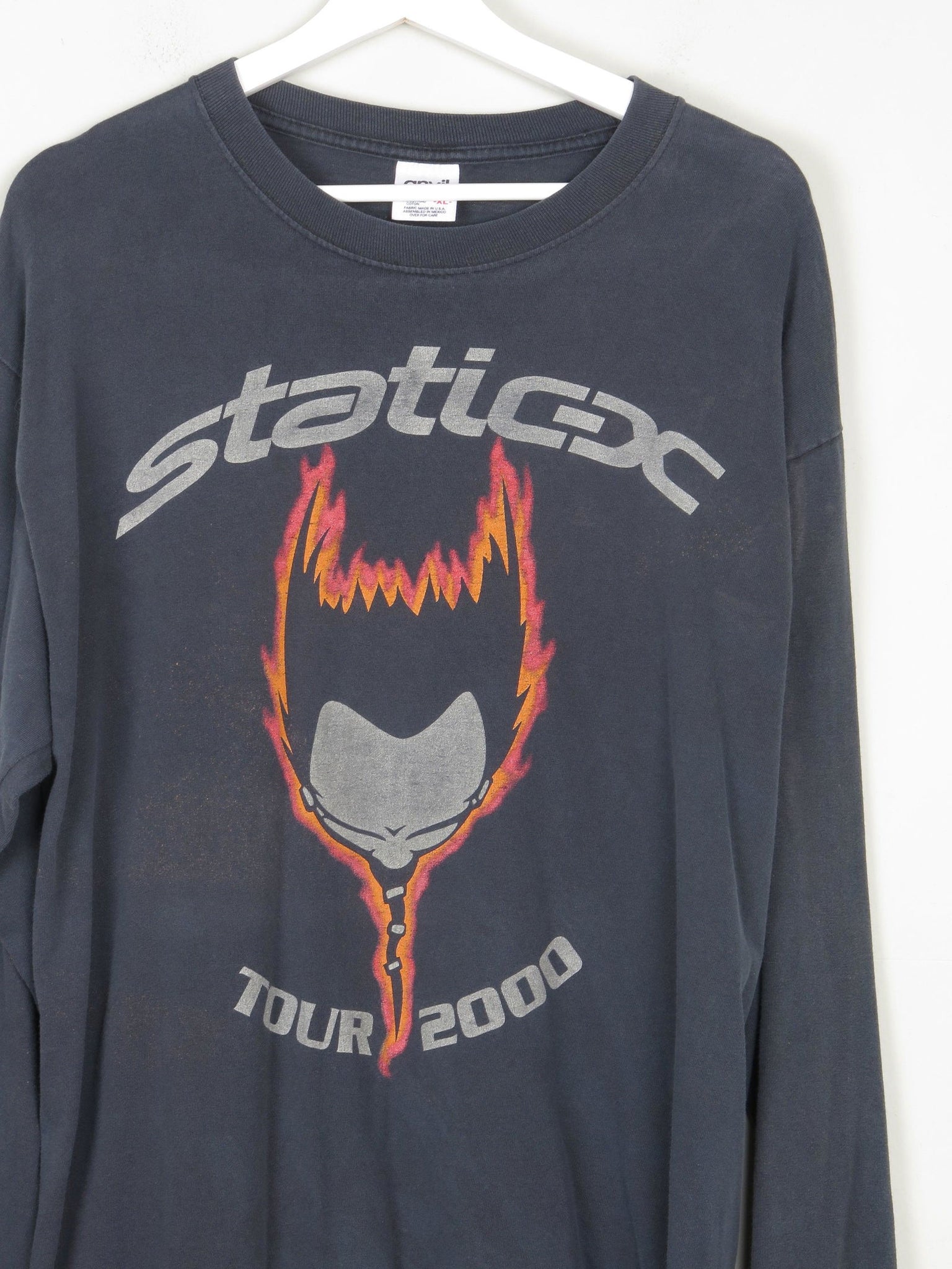 Men's Black Long Sleeved Vintage Static X Tour T-shirt XL - The Harlequin