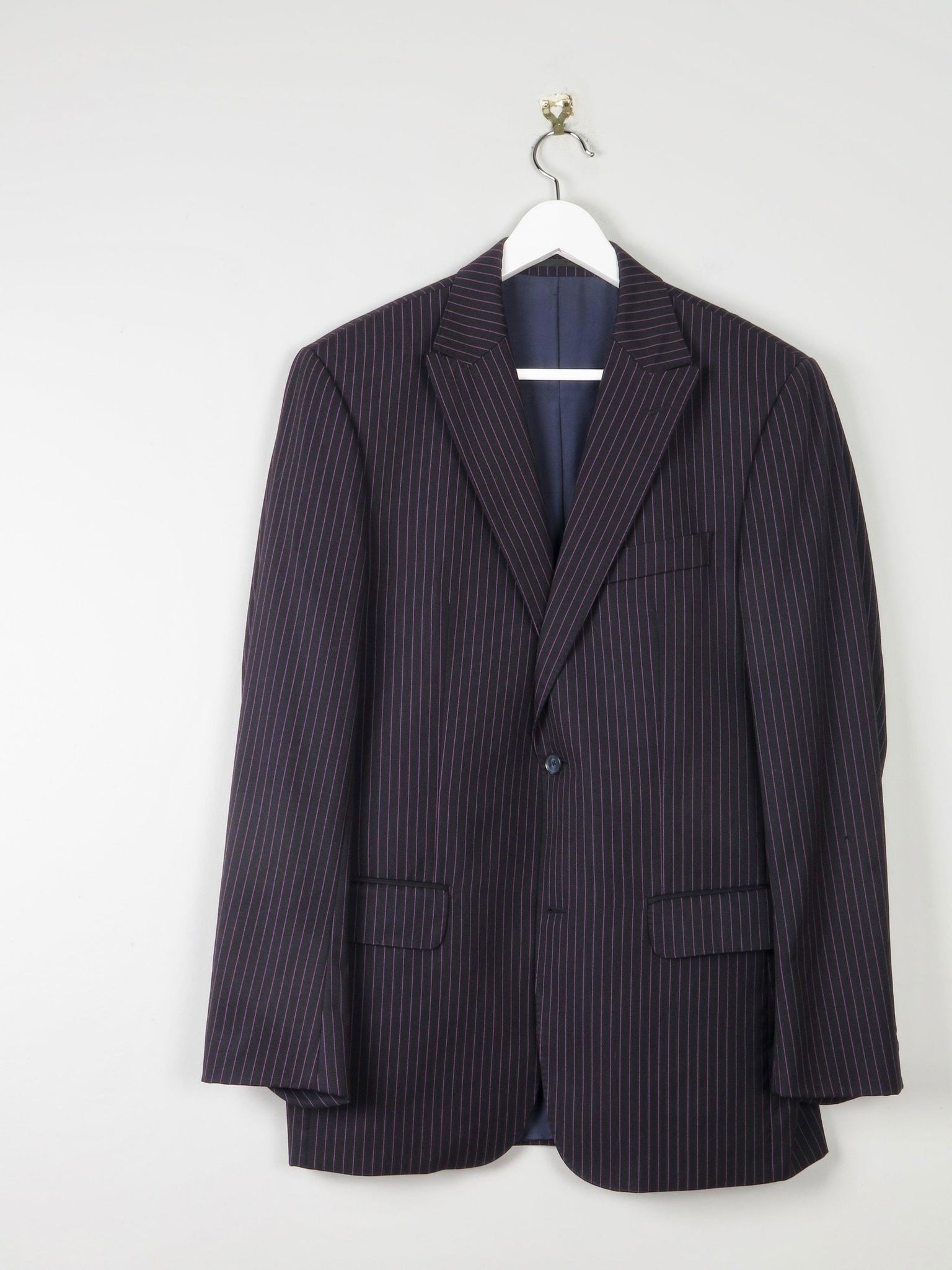 Men's Black Pinsripe Jacket With Pink Stripes 42” - The Harlequin