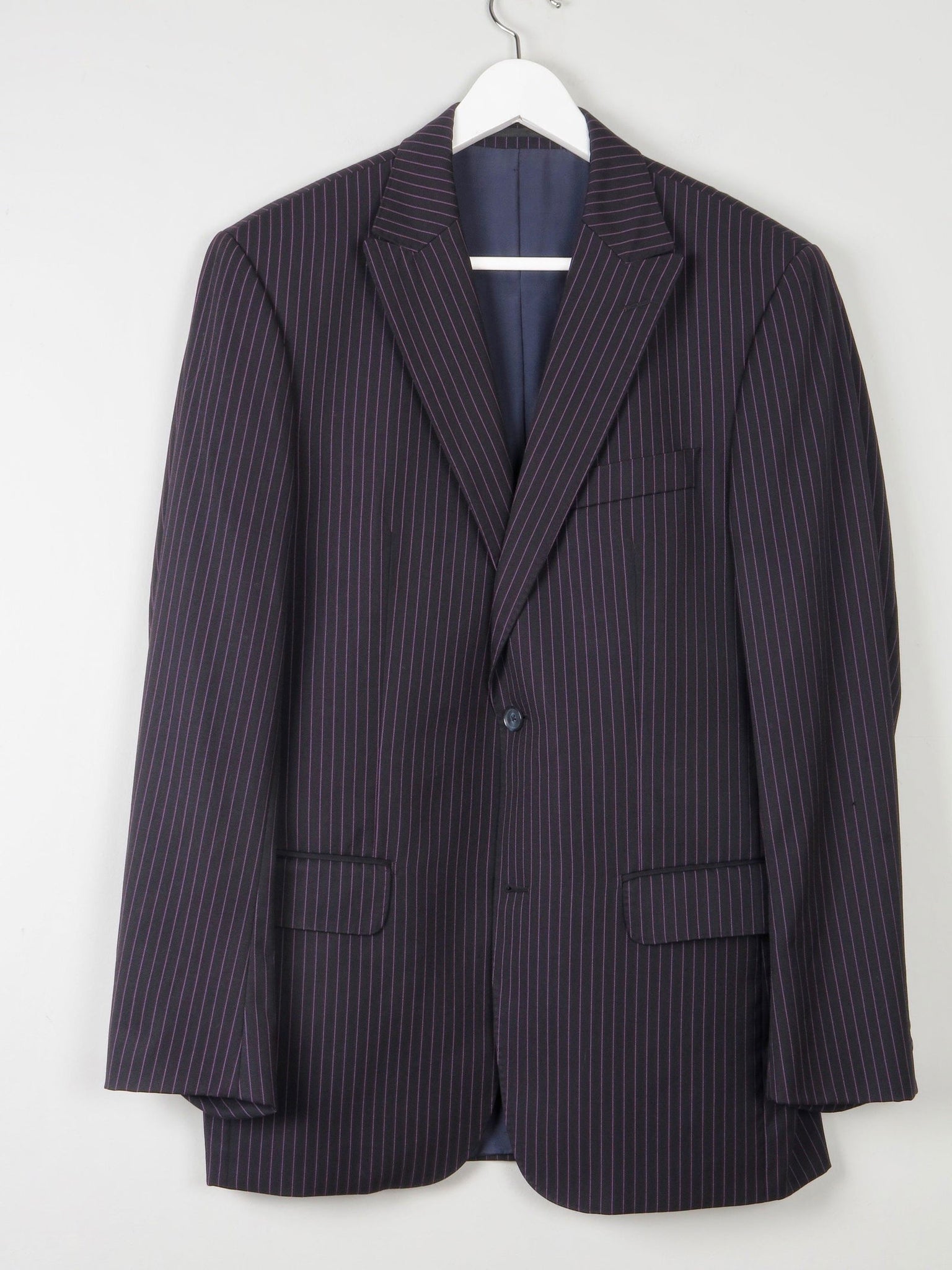 Men's Black Pinsripe Jacket With Pink Stripes 42” - The Harlequin