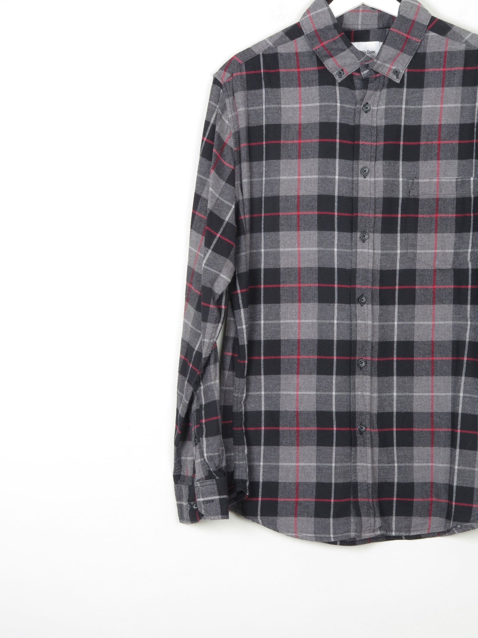 Men's Black & Red Flannel Shirt L - The Harlequin