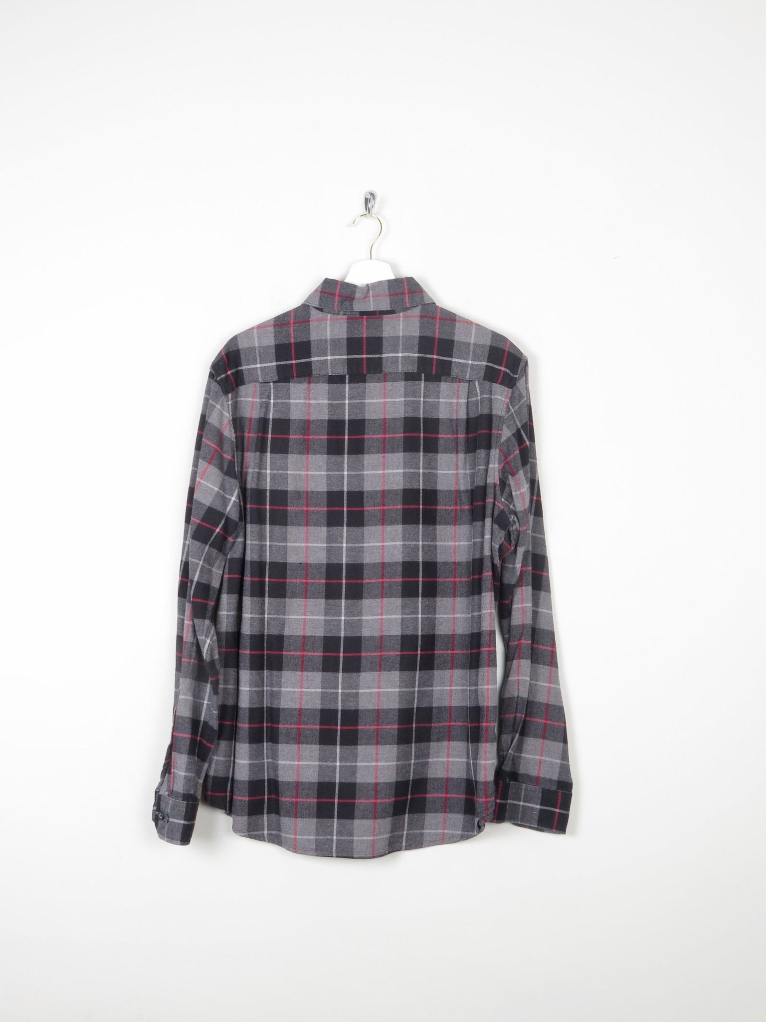 Men's Black & Red Flannel Shirt L - The Harlequin
