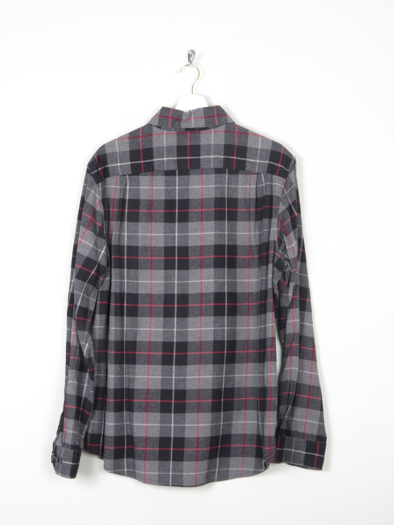 Men's Black & Red Flannel Shirt L - The Harlequin