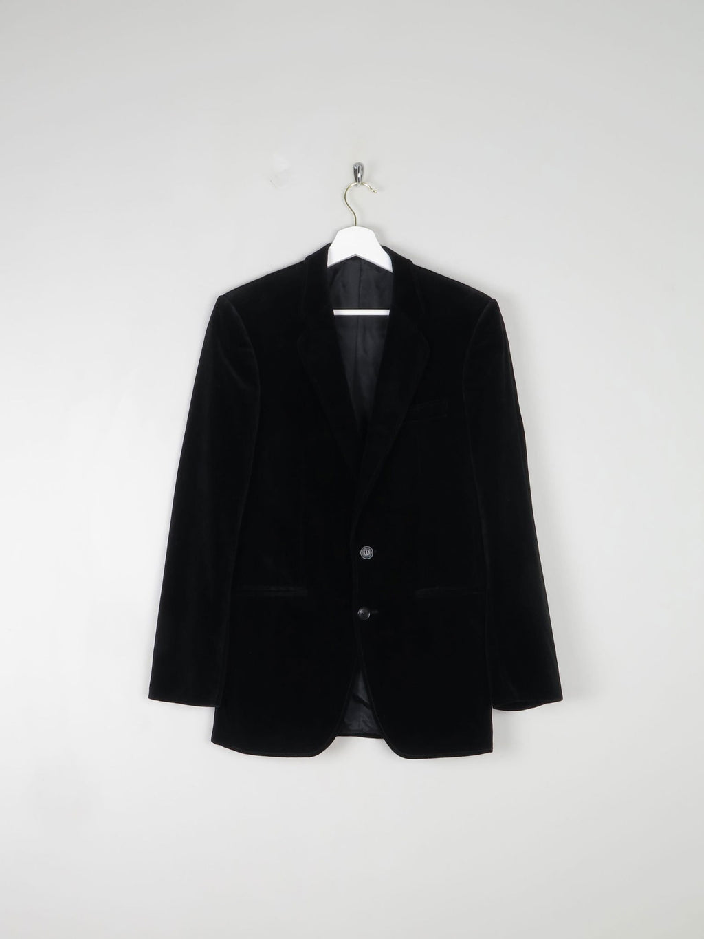 Men's Black Velvet Jacket XS/36" Chest - The Harlequin