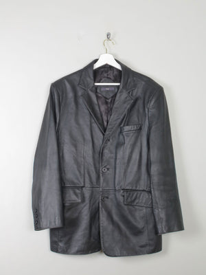 Men's Black Vintage Leather Jacket M Oversized - The Harlequin