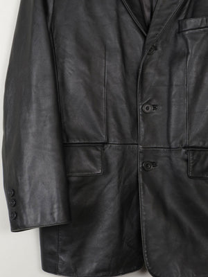 Men's Black Vintage Leather Jacket M Oversized - The Harlequin