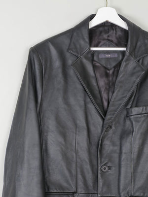 Men's Black Vintage Leather Jacket M Oversized - The Harlequin