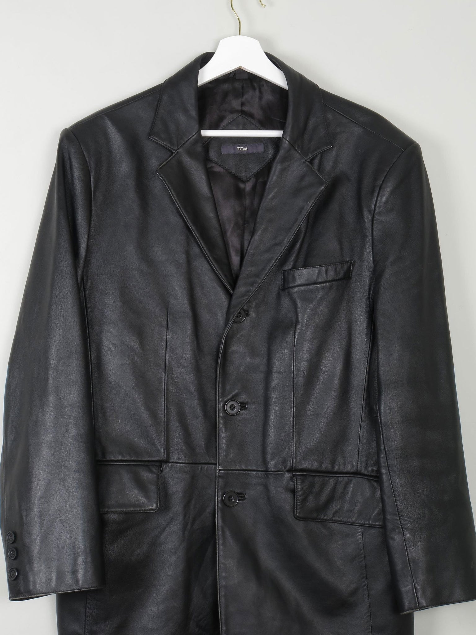 Men's Black Vintage Leather Jacket M Oversized - The Harlequin