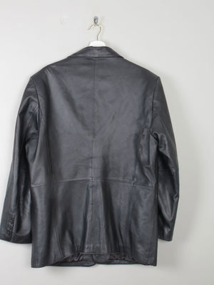 Men's Black Vintage Leather Jacket M Oversized - The Harlequin