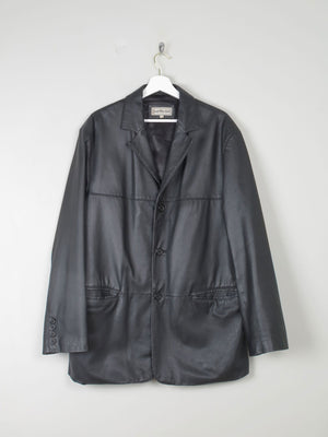 Men's Black Vintage Leather Jacket Oversized  M/L - The Harlequin
