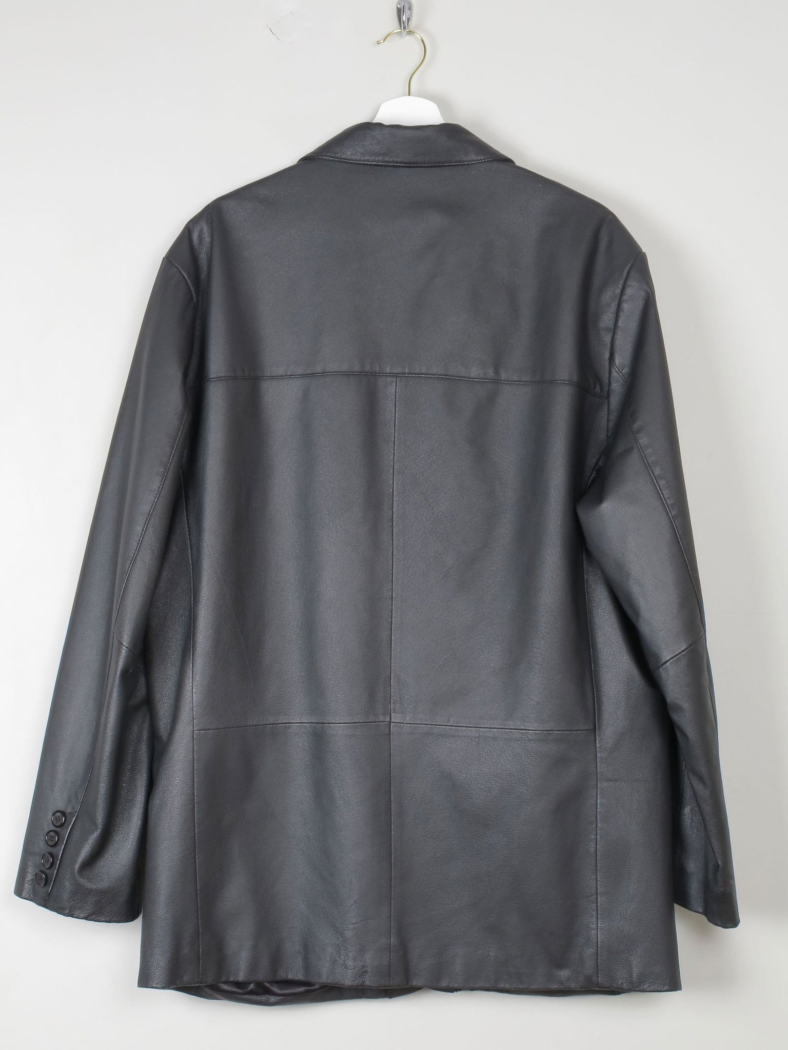 Men's Black Vintage Leather Jacket Oversized  M/L - The Harlequin