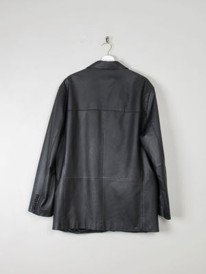 Men's Black Vintage Leather Jacket Oversized  M/L - The Harlequin