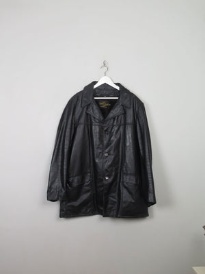 Men's Black Vintage Lined Leather Jacket XL - The Harlequin