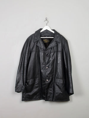 Men's Black Vintage Lined Leather Jacket XL - The Harlequin