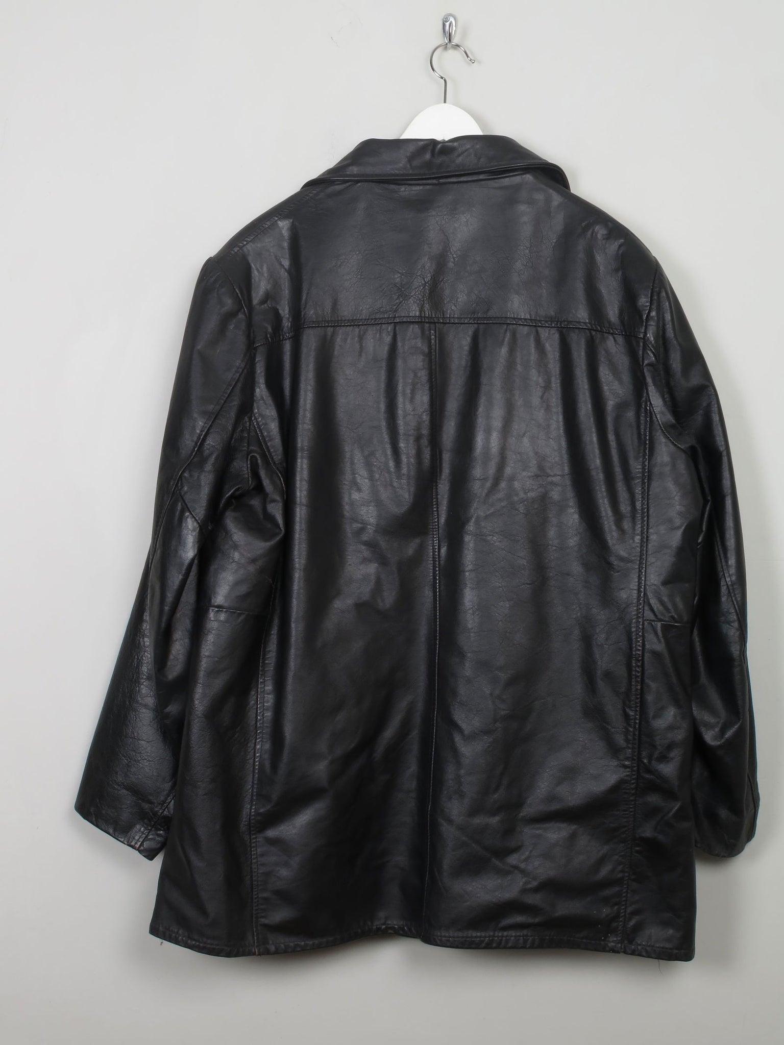 Men's Black Vintage Lined Leather Jacket XL - The Harlequin